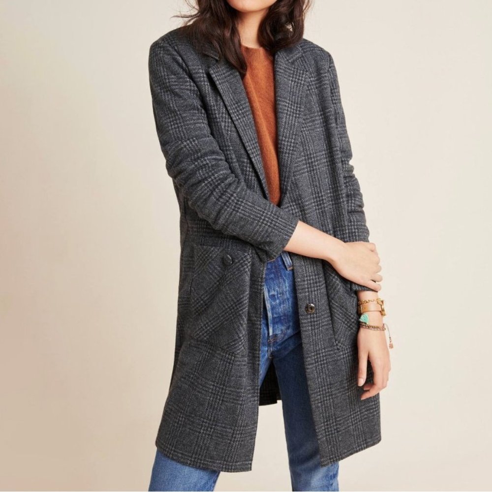 Anthropologie Graham Longline Plaid Blazer